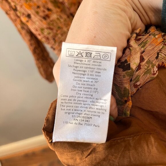 Sézane Womens Abele Midi Dress Long Sleeve 70's Floral Print V-Neck- Sz. US 6‎ - Picture 5 of 7